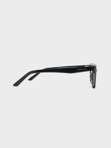Vesta Angular Cat-Eye Sunglasses, Black, hi-res