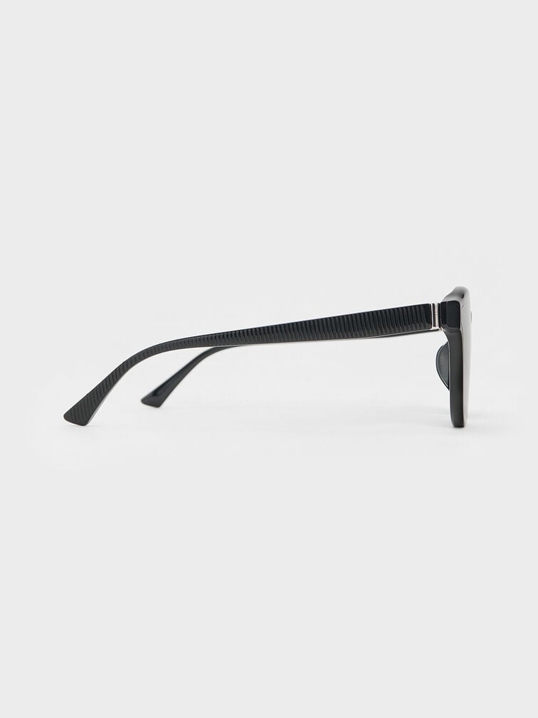 Violette Oval Sunglasses, Black, hi-res