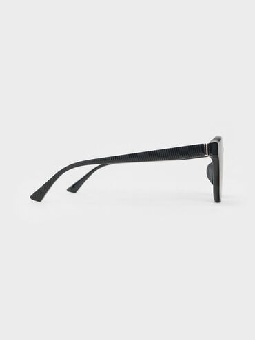 Violette Oval Sunglasses, Black, hi-res
