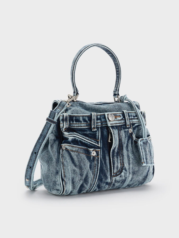Tas Top Handle Jeans Arita Denim, Denim Blue, hi-res