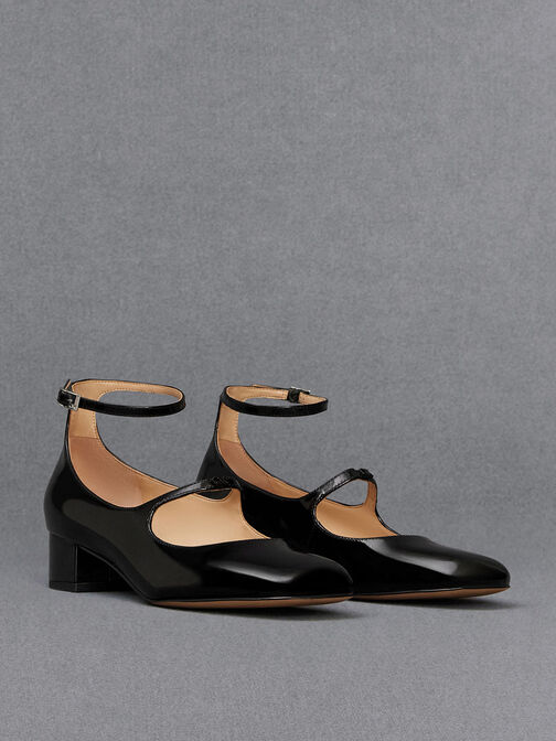 Sepatu Pumps Mary Jane Claire Leather, Black Box, hi-res