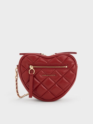 Tas Selempang Quilted Heart Pafutto, Tomato Red, hi-res