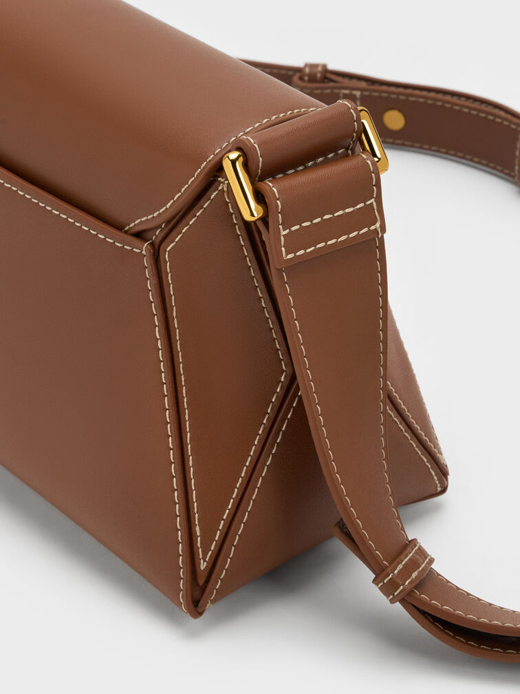 Tas Bahu Geometric Nasrin, Chocolate, hi-res