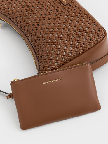 Tas Bahu Woven Calla, Chocolate, hi-res