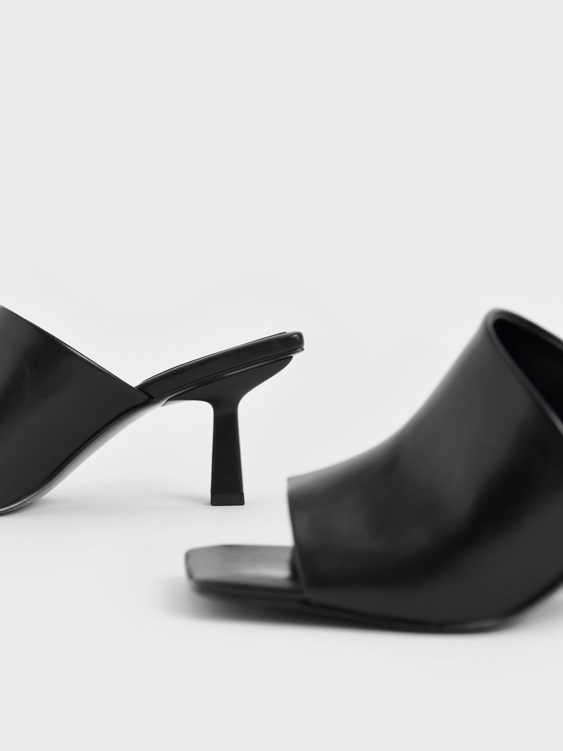Sandal Asymmetric Square Toe Mules, Black, hi-res
