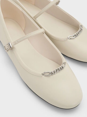 Sepatu Mary Jane Shila Flats Chain, Chalk, hi-res