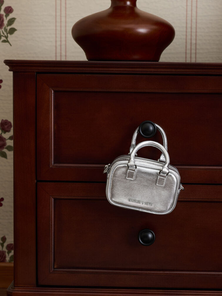 Gantungan Tas Bowling-Bag Sianna Metallic, Silver, hi-res