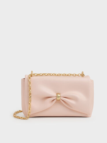 Tas Bahu Halsey Chain Ruched, Soft Pink, hi-res