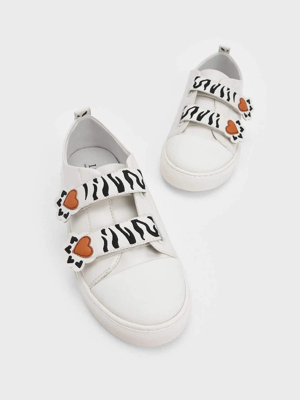Koleksi Lunar New Year: Sepatu Sneakers Velcro Girls' Tiger Stripes, Chalk, hi-res
