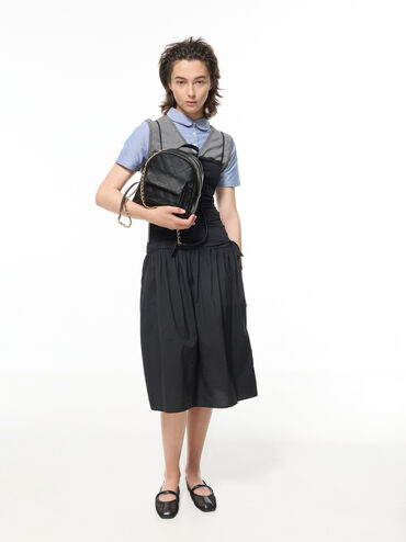 Ellory Mesh Slingback Mary Jane Flats, Black Textured, hi-res
