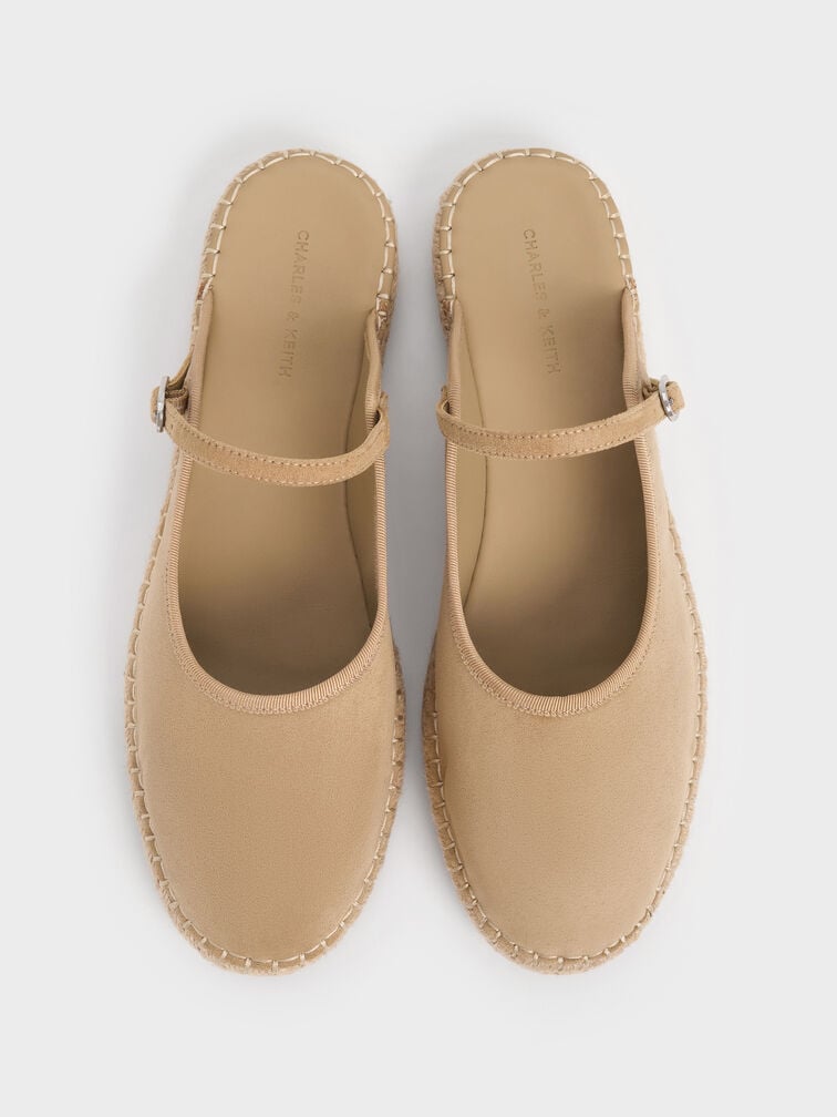 Sepatu Espadrilles Mary Jane Slip-On Faux Suede, Sand, hi-res