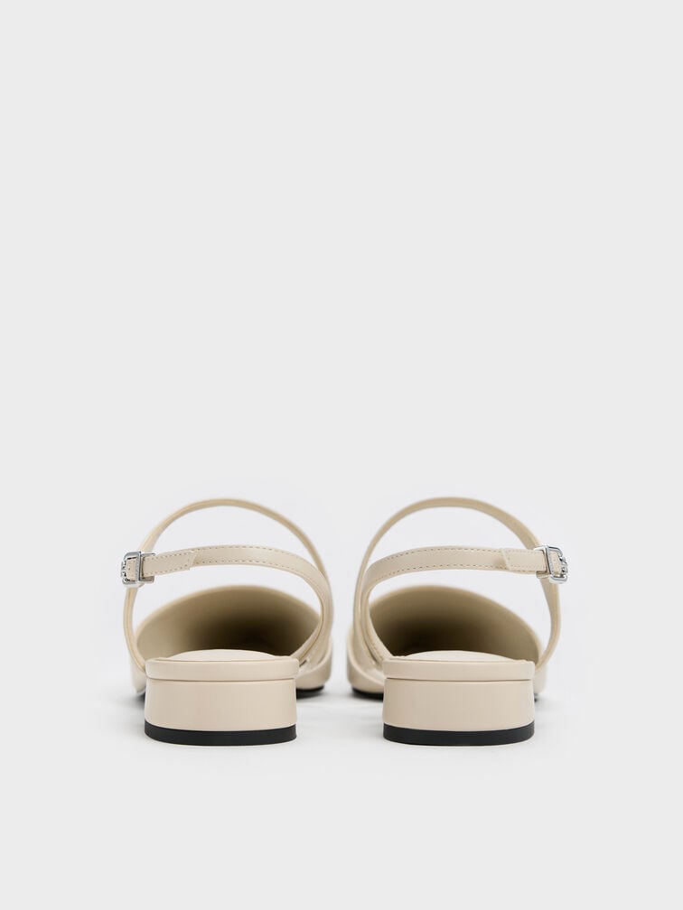 Sepatu Flats Slingback Pointed Cordelia, Chalk, hi-res
