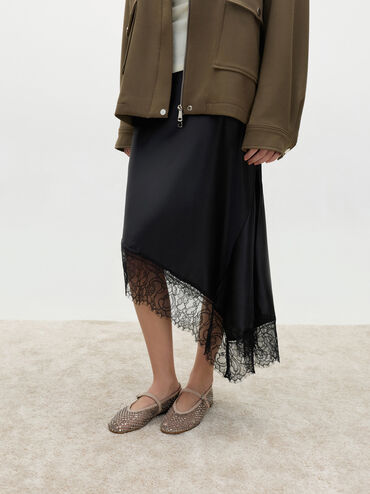 Maggie Mesh Crystal Mary Janes, Taupe, hi-res