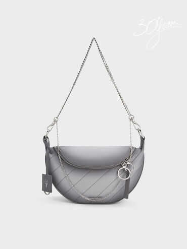 Philomena Half-Moon Crossbody Bag, Grey, hi-res