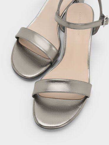 Sandal Ankle-Strap Block-Heel Snake-Print Alec, Pewter, hi-res