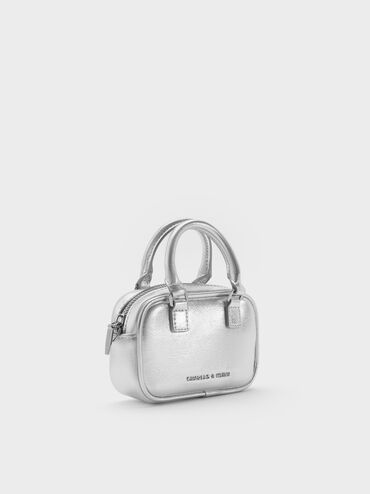 Sianna Metallic Bag Charm​, Silver, hi-res