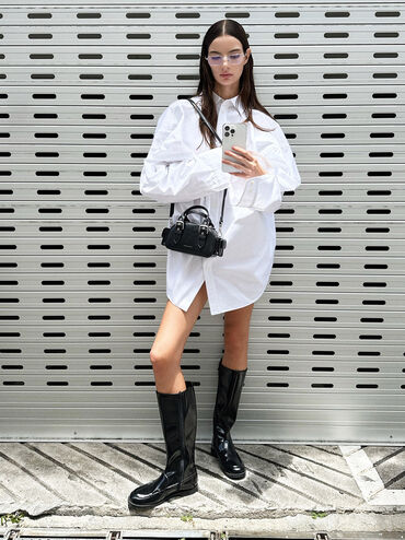 Blaise Buckle-Strap Side-Pocket Bowling Bag, Noir, hi-res