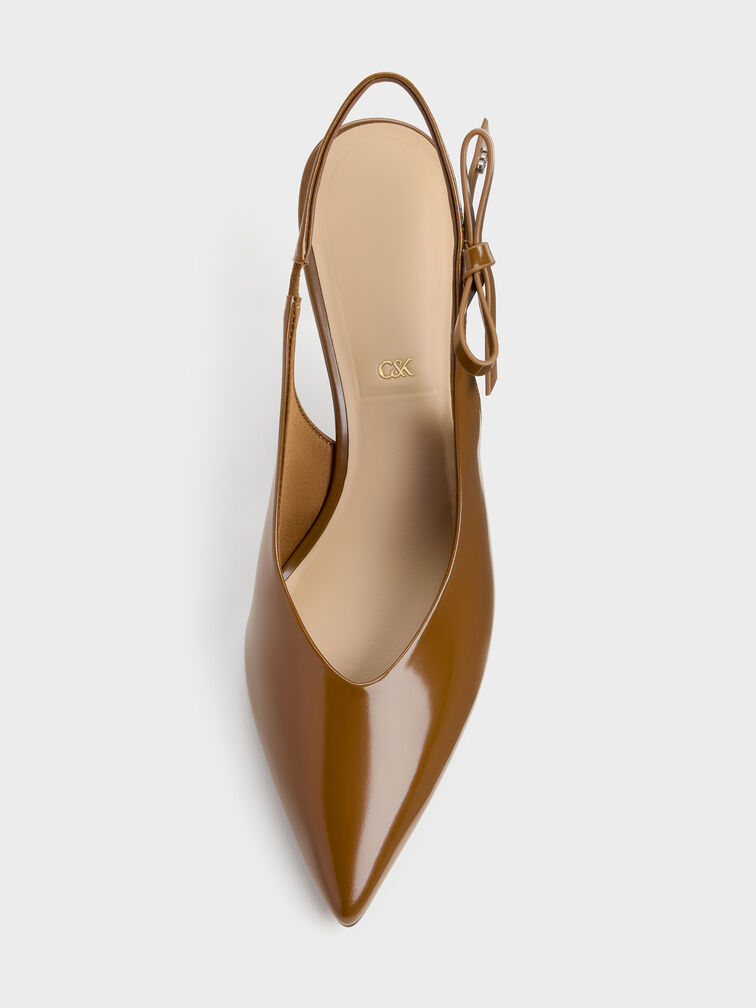 Sepatu Pumps Slingback Leather Anastasia, Brown, hi-res