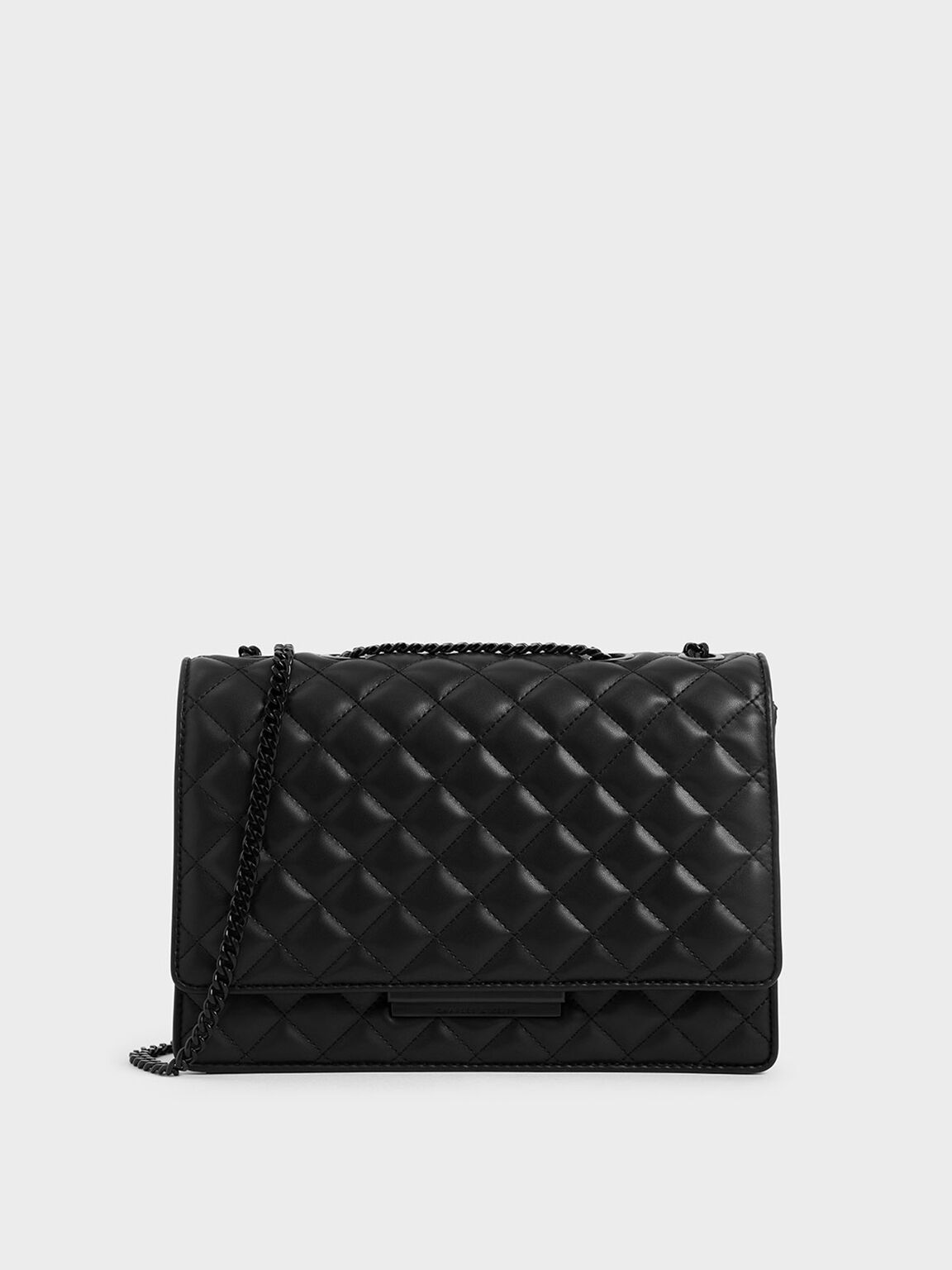 Tas Bahu Quilted Chain Strap, Ultra-Matte Black, hi-res