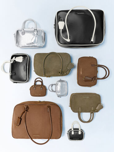 Sianna Corduroy Bag Charm, Mocha Brown, hi-res