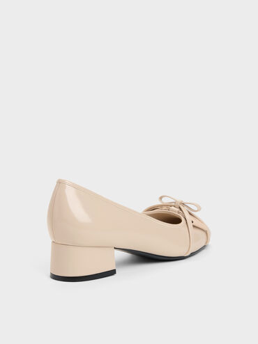 Sepatu Pumps Bettina Double-Bow, Beige, hi-res