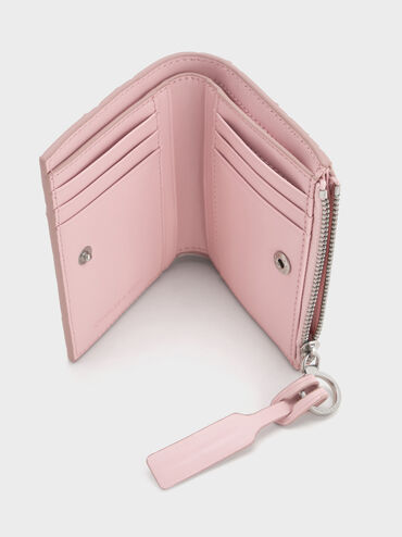 Ivette Woven Top-Zip Small Wallet, Cotton Candy Pink, hi-res