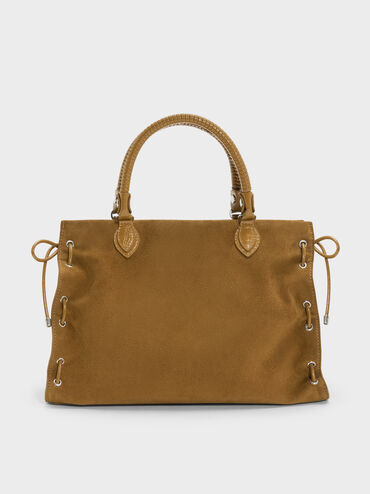Large Nylah Grommet Lace-Up Tote Bag, Sahara Sand, hi-res