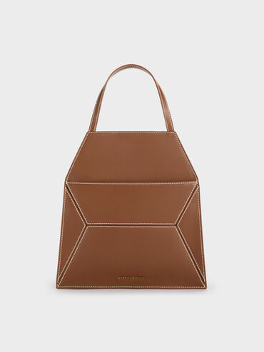 Nasrin Geometric Tote Bag, Chocolate, hi-res