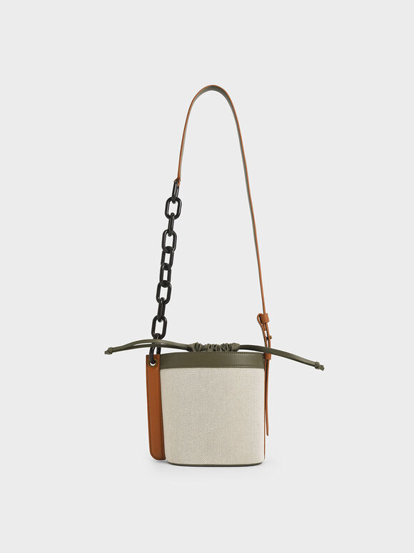 Tas Bucket Alden Chain-Link Canvas Drawstring, Multi, hi-res