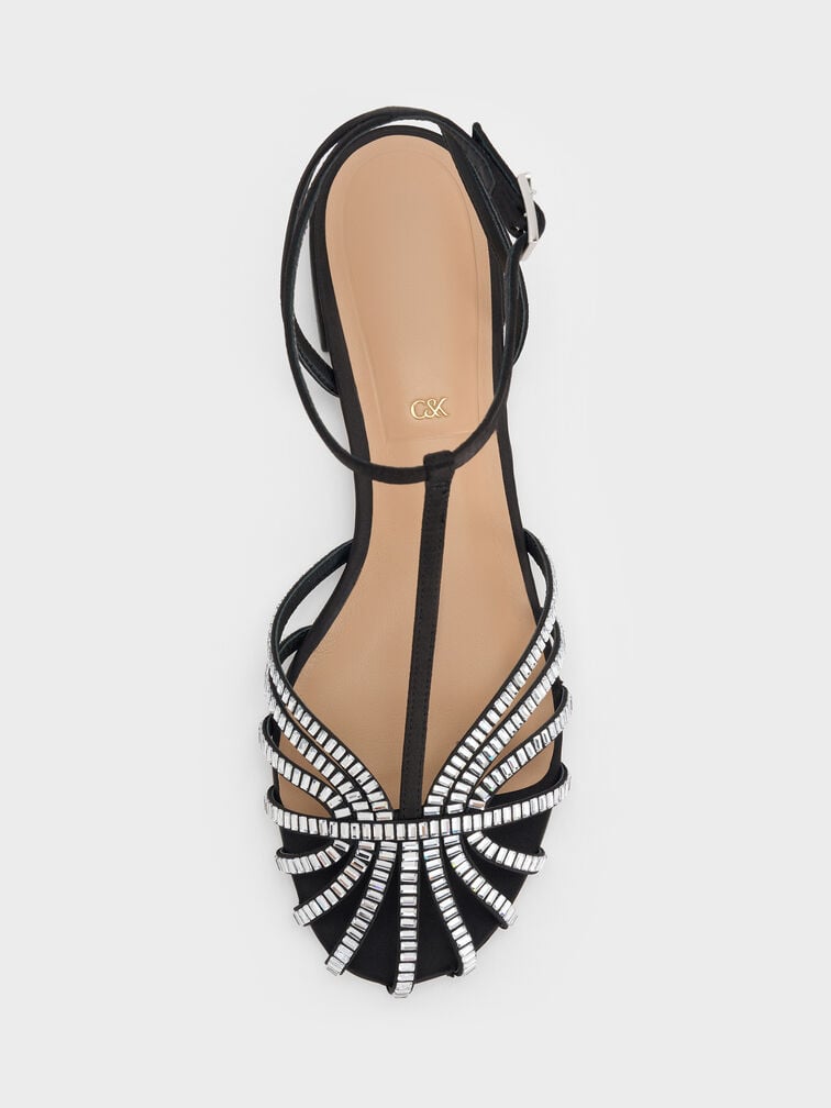 Sandal Gem Caged Jaylene, Black Textured, hi-res