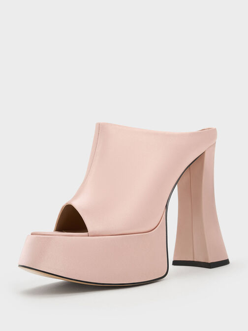 Sepatu Platform Mules Delphine Recycled Polyester, Nude, hi-res