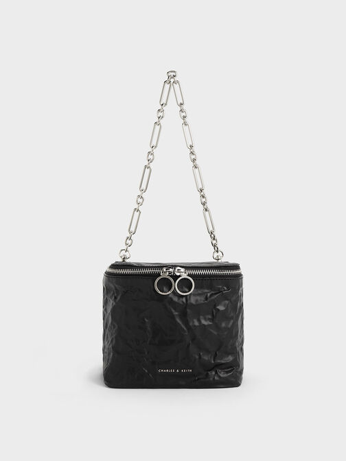 Cyrus Boxy Chain-Handle Bag, Noir, hi-res