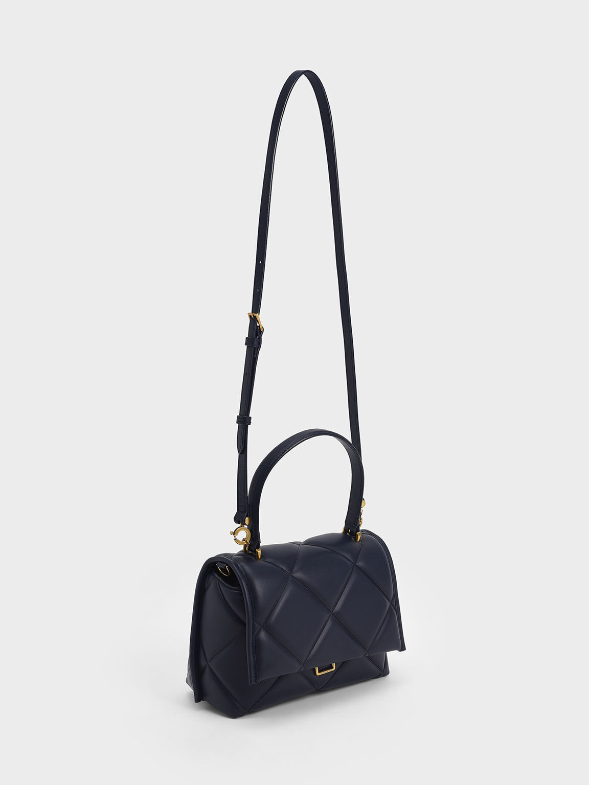 Gemma Chunky Chain Link Quilted Bag, Navy, hi-res