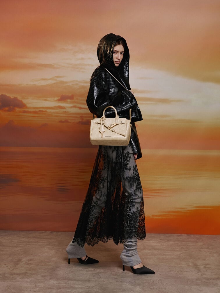 Tas Tote Belted Delfina Mini, Sand, hi-res