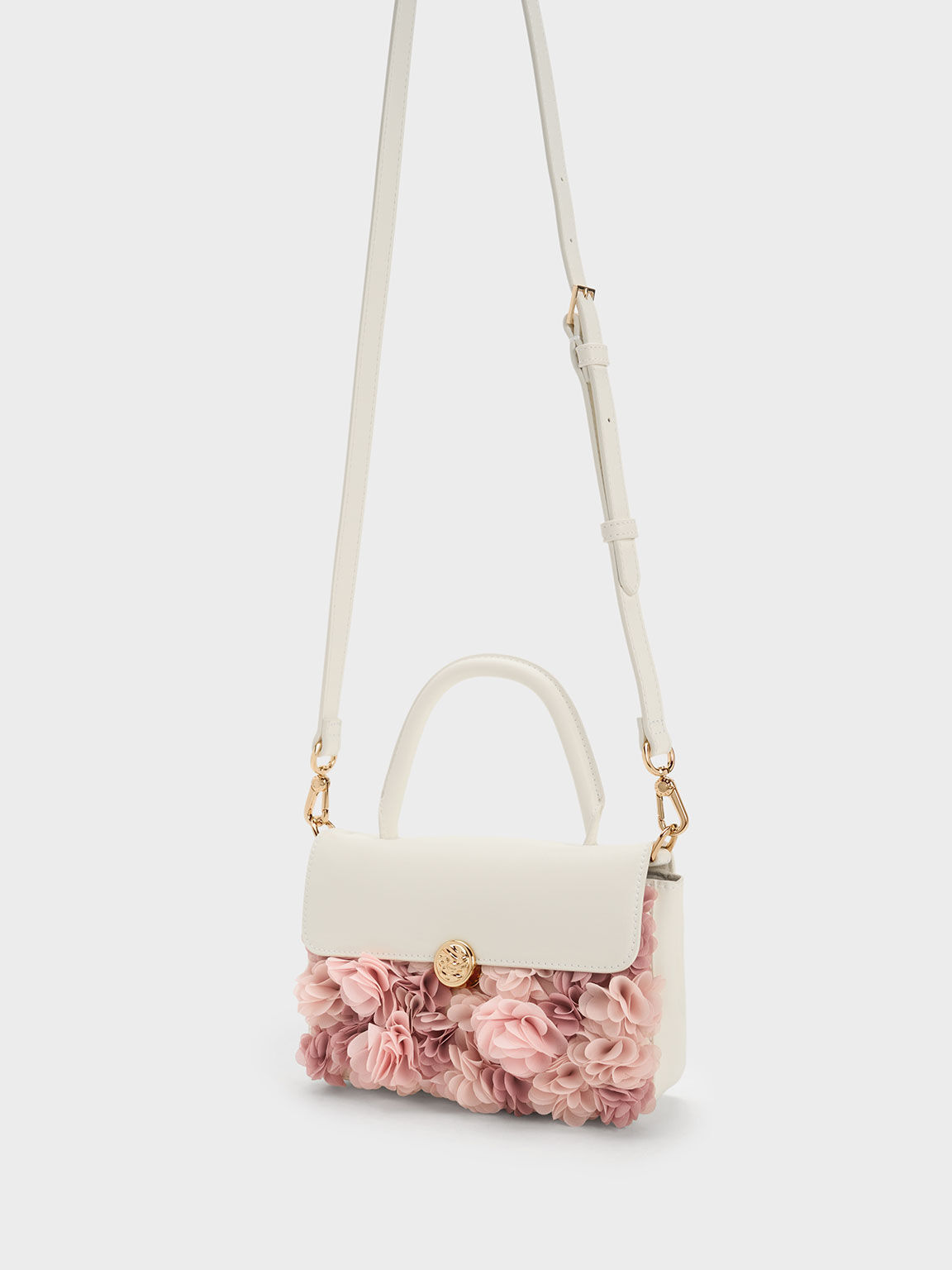 Floral Mesh Top Handle Bag, Chalk, hi-res