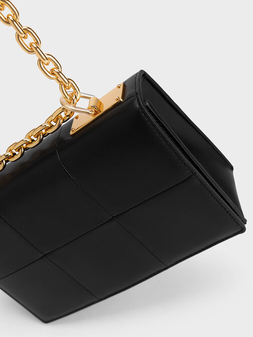 Georgette Chain Handle Bag, Black, hi-res