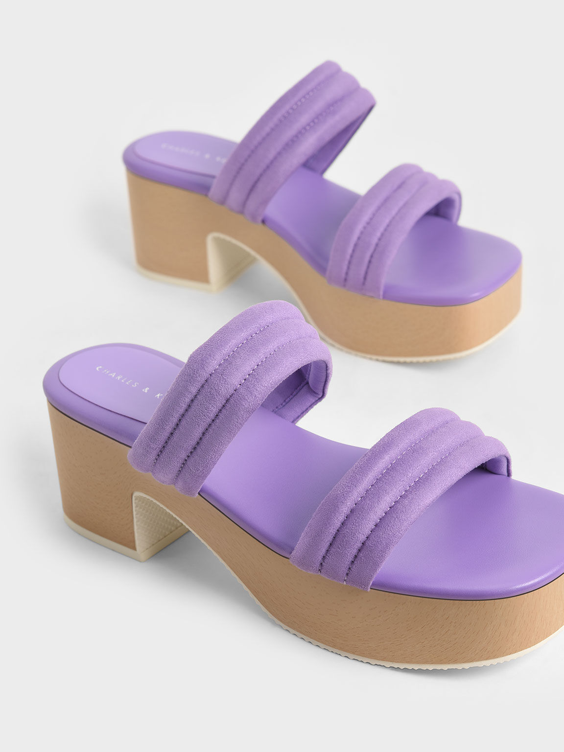 Textured Strappy Platform Sandals, Purple, hi-res