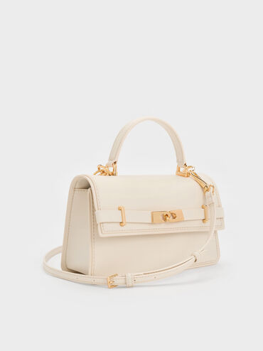 Tas Top Handle Belted Arlet, Cream, hi-res