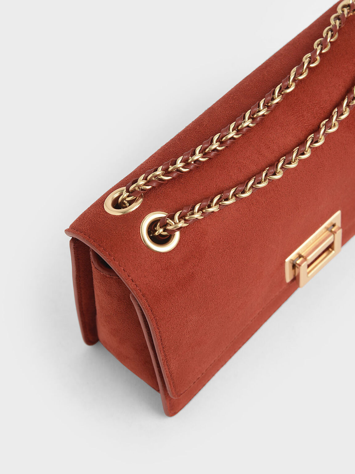 Textured Chain Handle Bag, Clay, hi-res