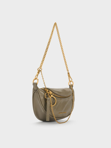 Philomena Half-Moon Crossbody Bag, Deep Olive, hi-res