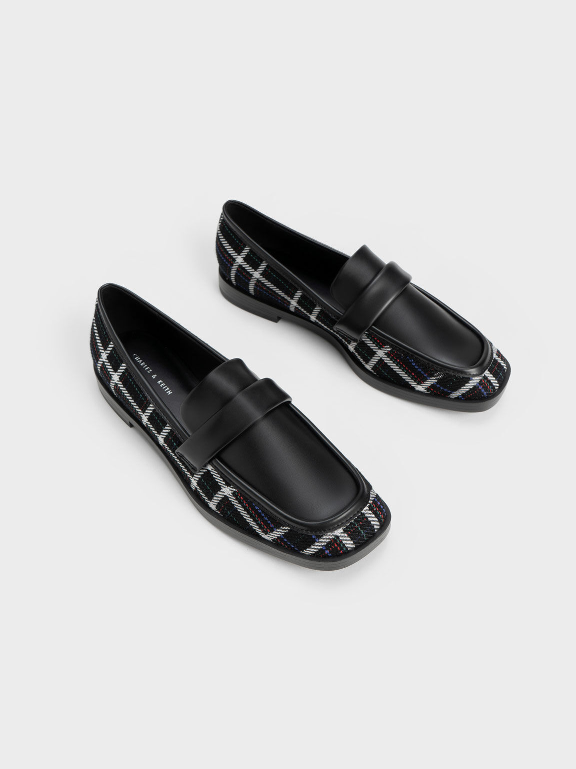 Sepatu Penny Loafers Woven Square-Toe, Multi, hi-res