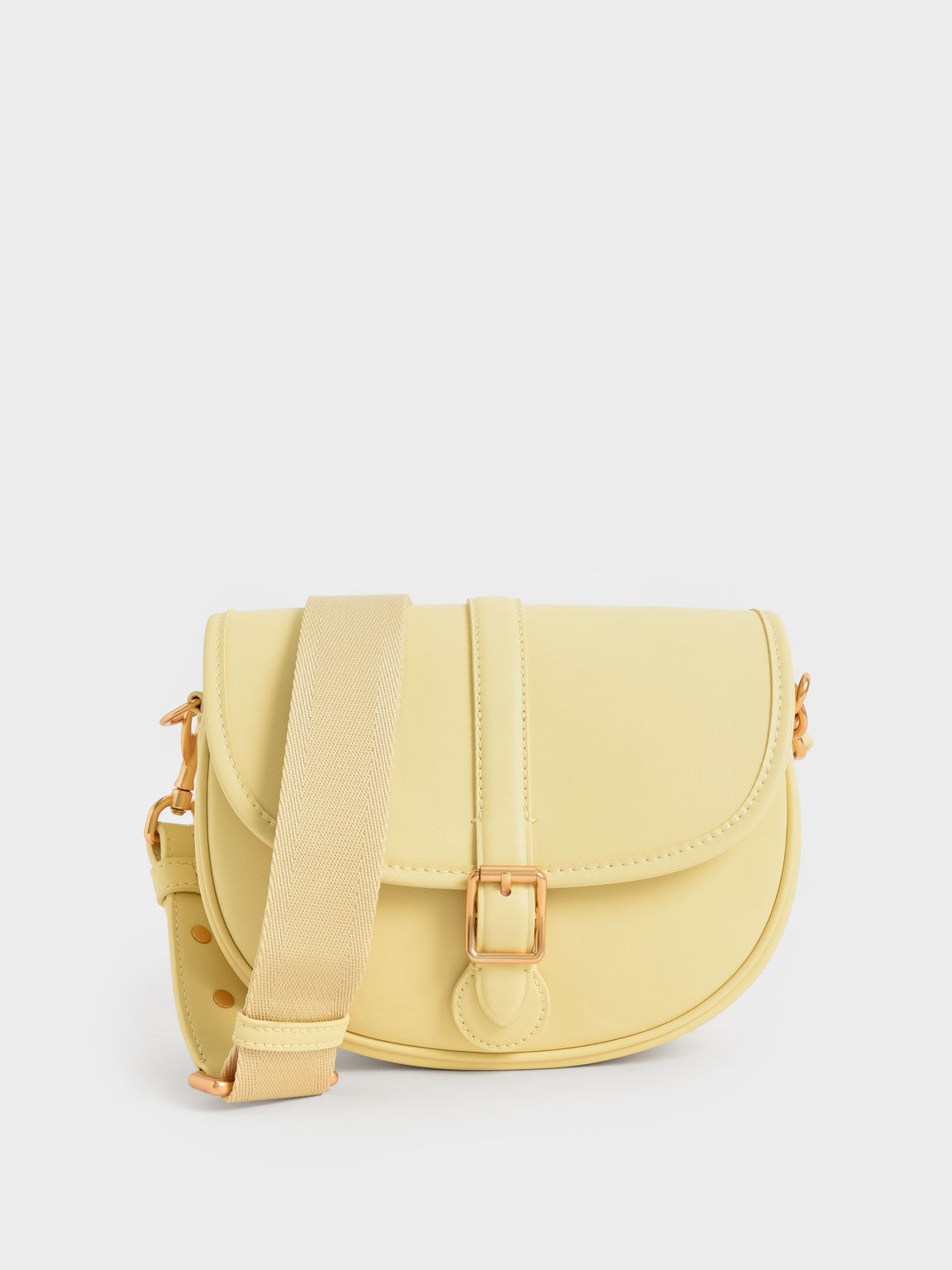 Flora Belted Saddle Bag, Yellow, hi-res