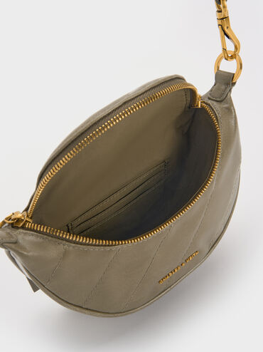 Philomena Half-Moon Crossbody Bag, Deep Olive, hi-res