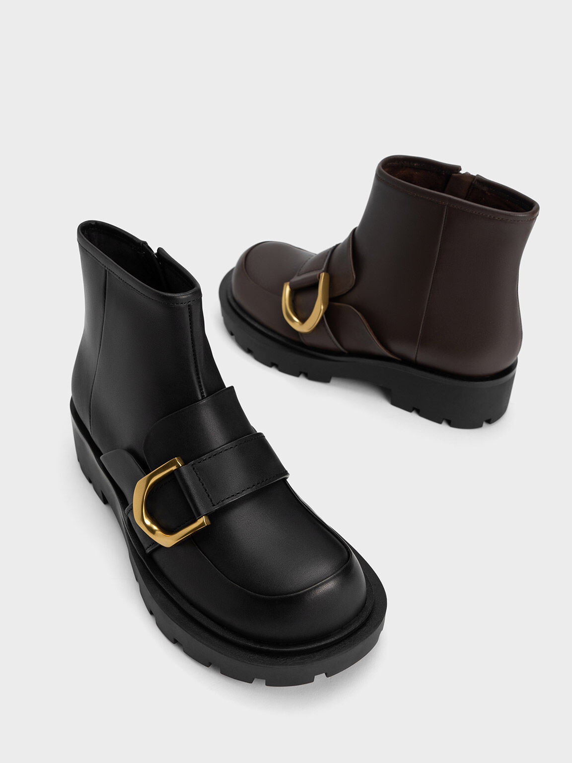 Sepatu Boots Ankle Loafer Gabine, Dark Brown, hi-res