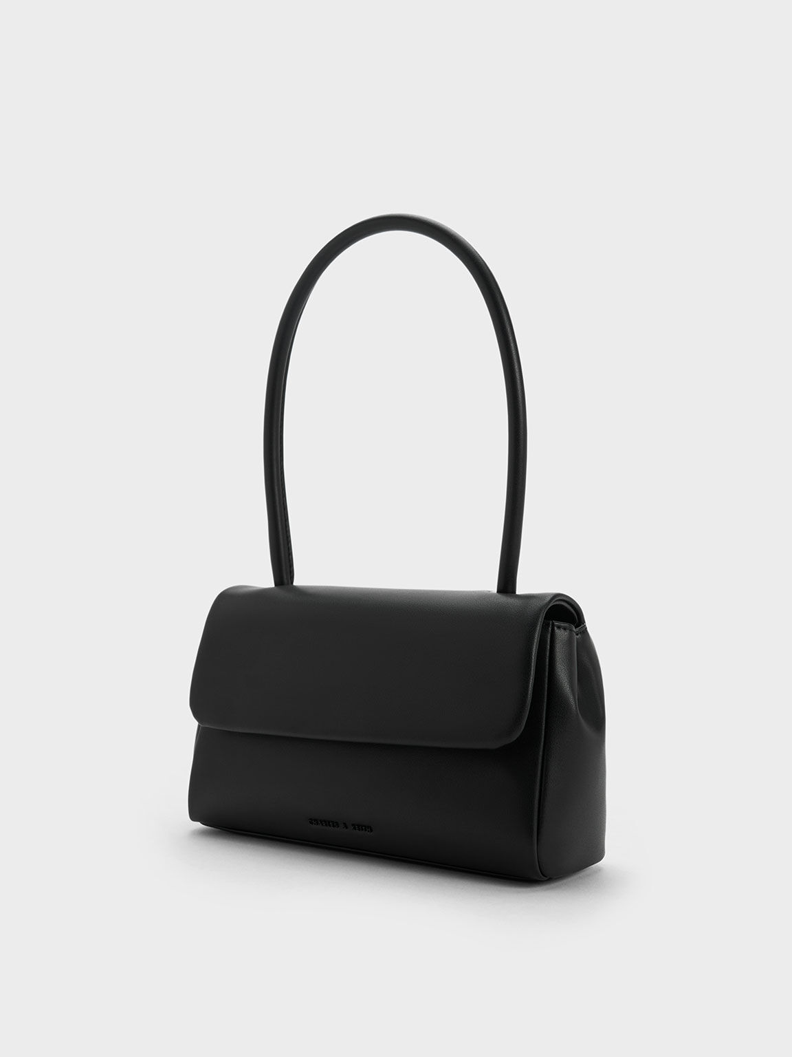 Black Curved Handle Shoulder Bag CHARLES KEITH ID