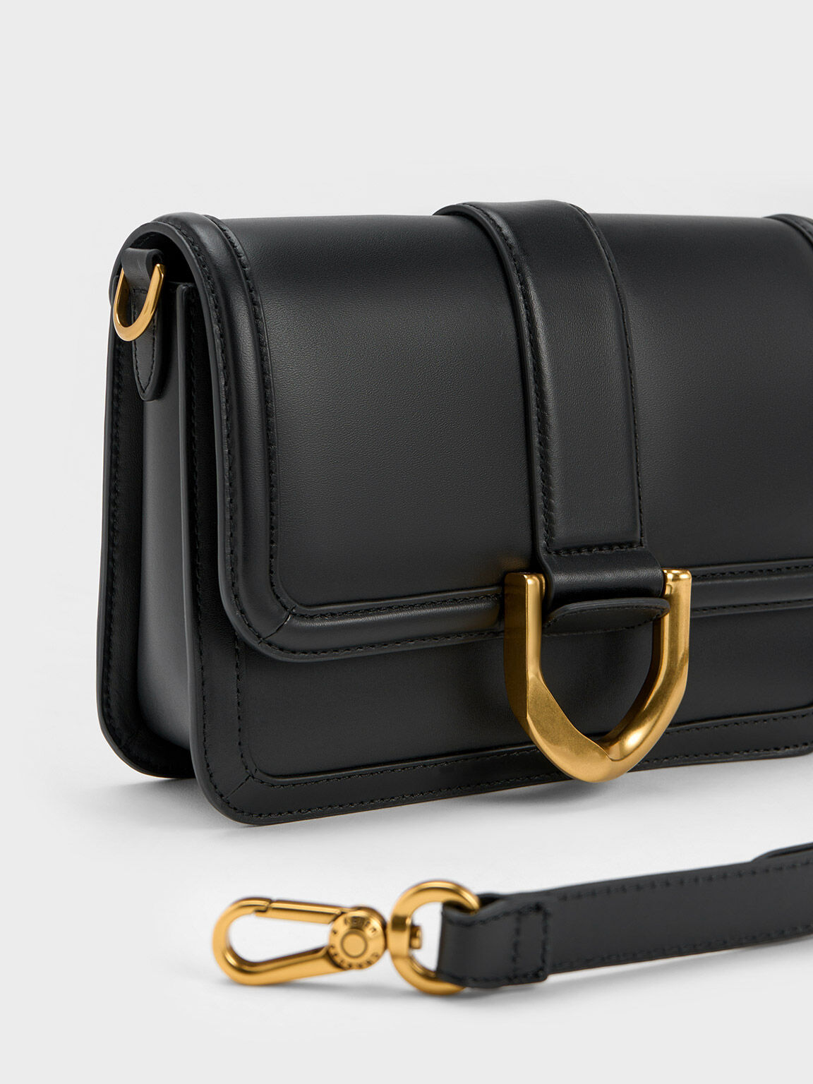 Gabine Leather Crossbody Bag, Black, hi-res