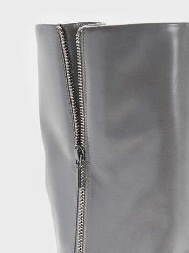 Louise Burnished Knee-High Boots, Light Grey, hi-res