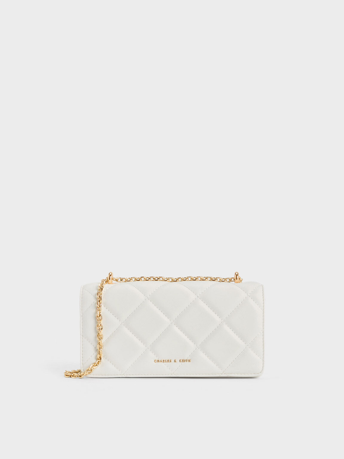 Dompet Panjang Quilted Chain Handle Paffuto, White, hi-res