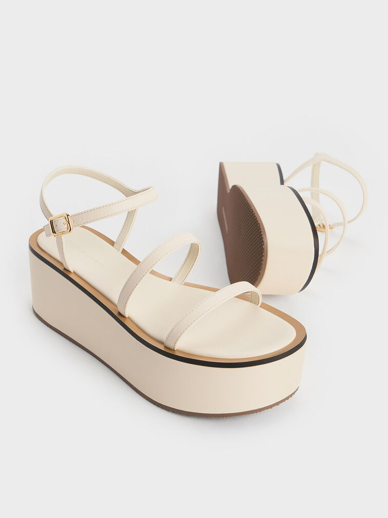 Sandal Flatform Wedge Strappy, Chalk, hi-res