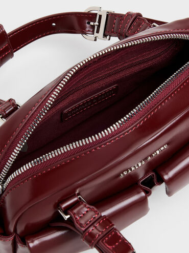 Rachel Multi-Pocket Bowling Bag, Burgundy, hi-res